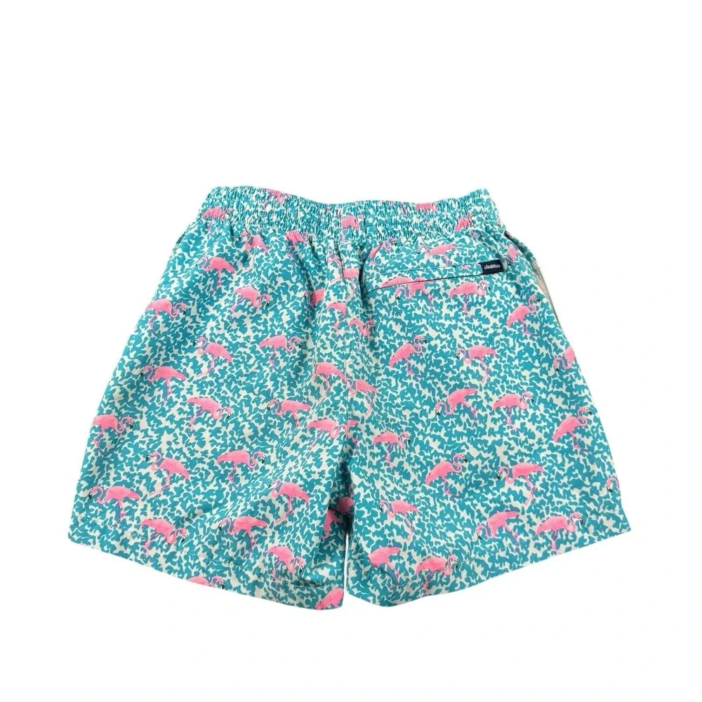 Chubbies Mens Blue Pink Flamingo Mesh Lined Swim Trunks Shorts 5.5 Inseam Small